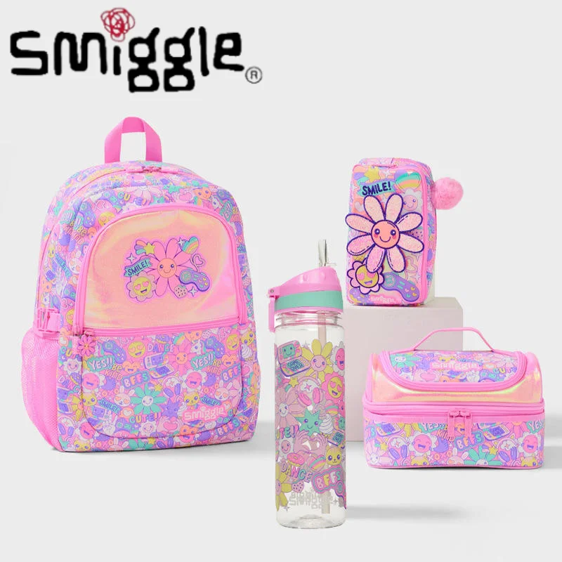 Фото Подлинная Австралия Smiggle, детские канцелярские принадлежности для учебы, школьная сумка, сумка для обеда, кошелек, сумка-карандаш, чашка для воды, аниме-рюкзак Gif №1