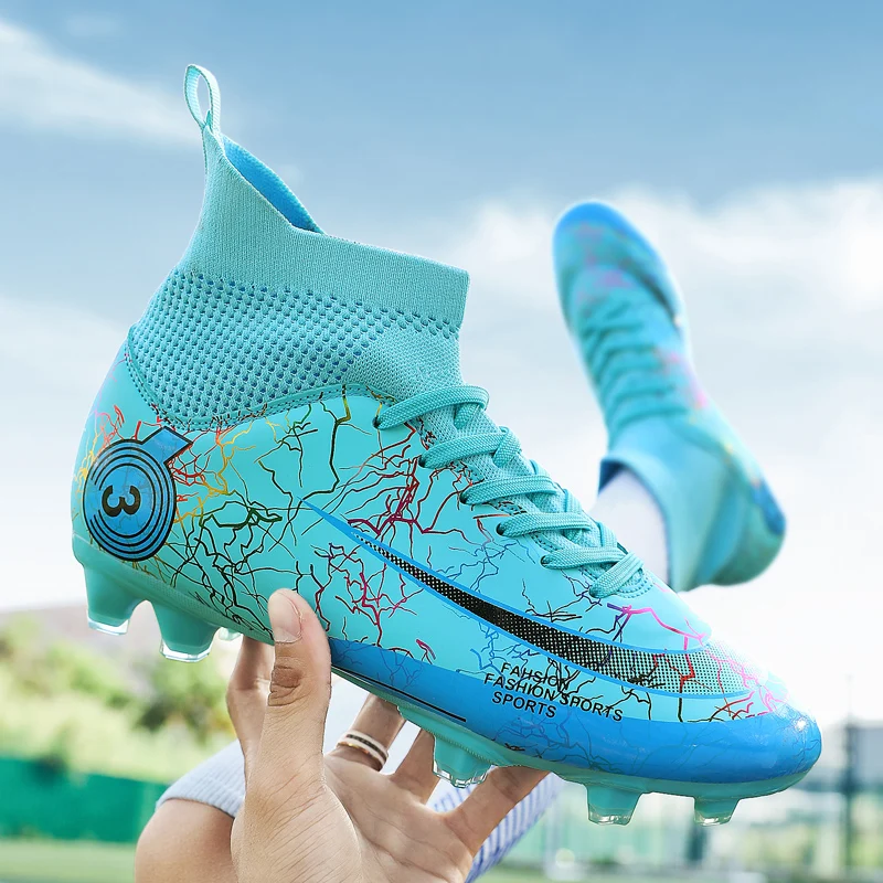 Men's New High Top Soccer Shoes TF/FG Anti-Slip High Quality Football Boots Children's Durable and Breathable Outdoor Sneakers