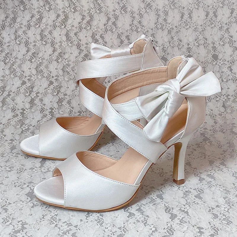 Wedopus ส้นรองเท้ารองเท้าเจ้าสาวงาช้างซาตินผู้หญิงงานแต่งงานรองเท้ารองเท้า