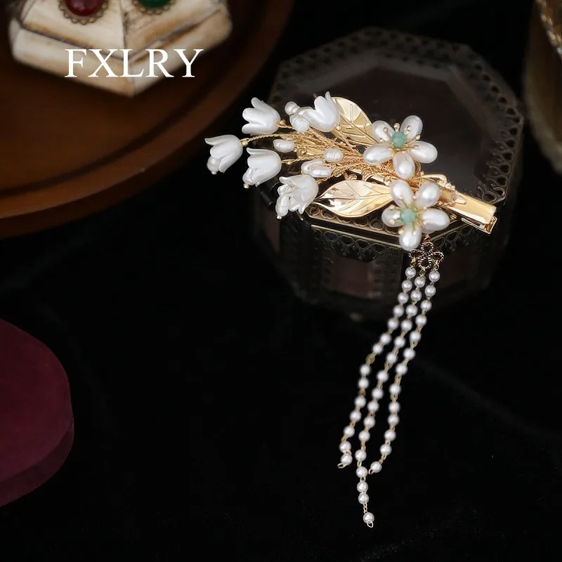 FXLRY оригинальная заколка ручной работы с натуральным жемчугом нежный цветок