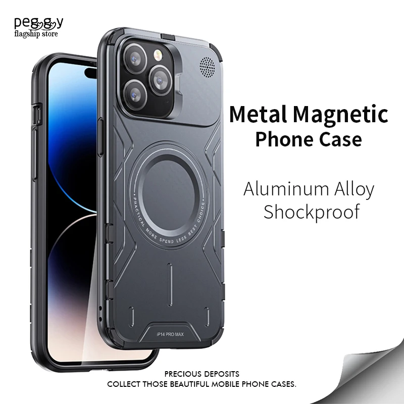

Metal Magnetic Phone Case For iPhone 14 15 Pro Max 15 14 Plus For Magsafe Wireless Charge Aroma Aluminum Alloy Shockproof Cover