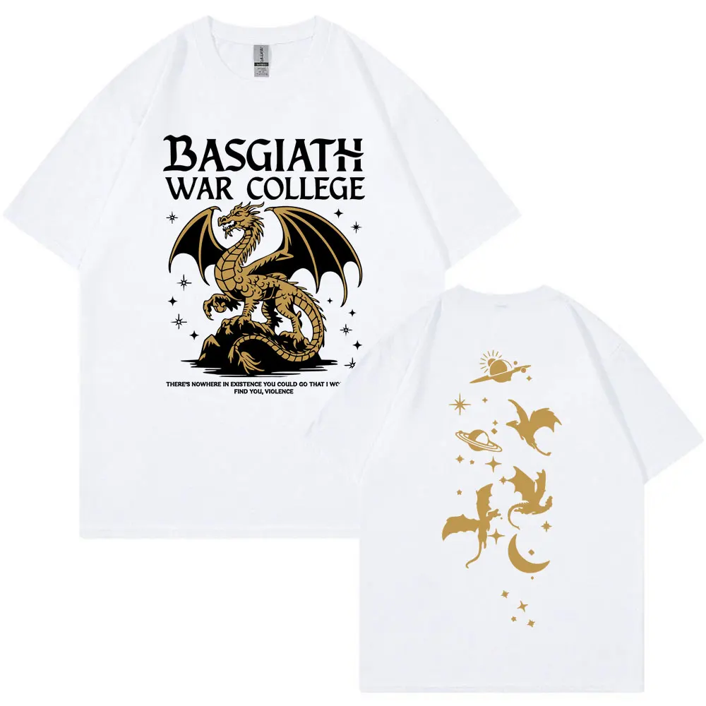 Фото Двусторонняя футболка Fourth Wing Dragon Rider Basgiath War College, винтажные модные футболки в стиле Харадзюку, мужские хлопковые футболки большого размера №2