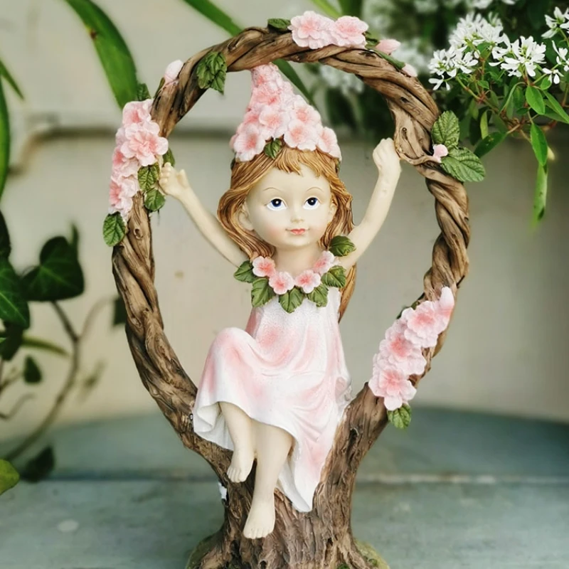 

Outdoor Garden Decoration Resin Desk Girl Fairy Courtyard Landscaping Girl Gift Balcony Layout Decor Jardin Garden Statues KR