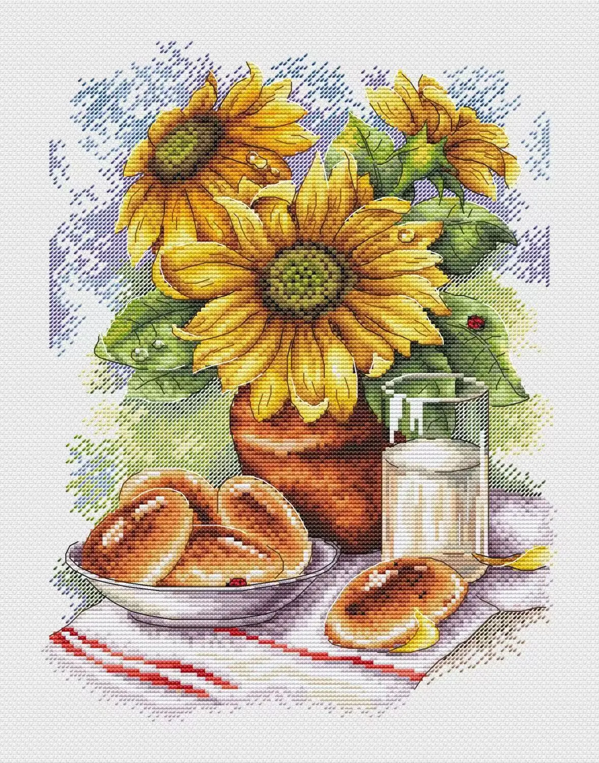 Набор для вышивки крестом сделай сам Утренняя и подсолнухи 33-40 набор 28 карат 14 32