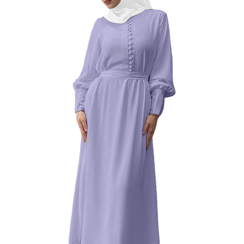 

Female Spring Autumn Long Sleeve Solid Party Sundress Muslim Women Ruffle Hem Maxi Long Dress Robe Femme Abaya Vestidos Ramadan