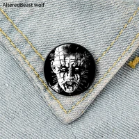 black metal pinhead printed pin custom funny brooches shirt lapel bag cute badge cartoon jewelry gift for lover girl friends