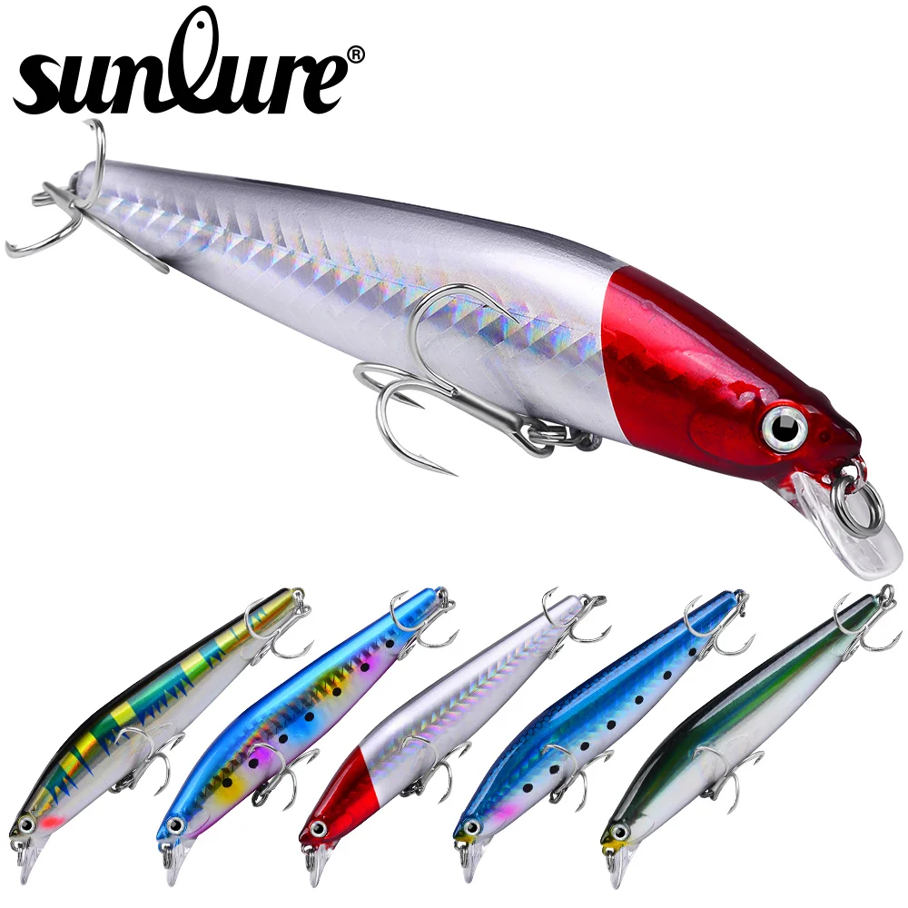 

Sunlure 5PCS Anti-rusty Minnow Lure 10.5cm-19g Sinking Fishing Bait Trolling Hard Wobblers Noisy Swimbait Long Casting Pesca