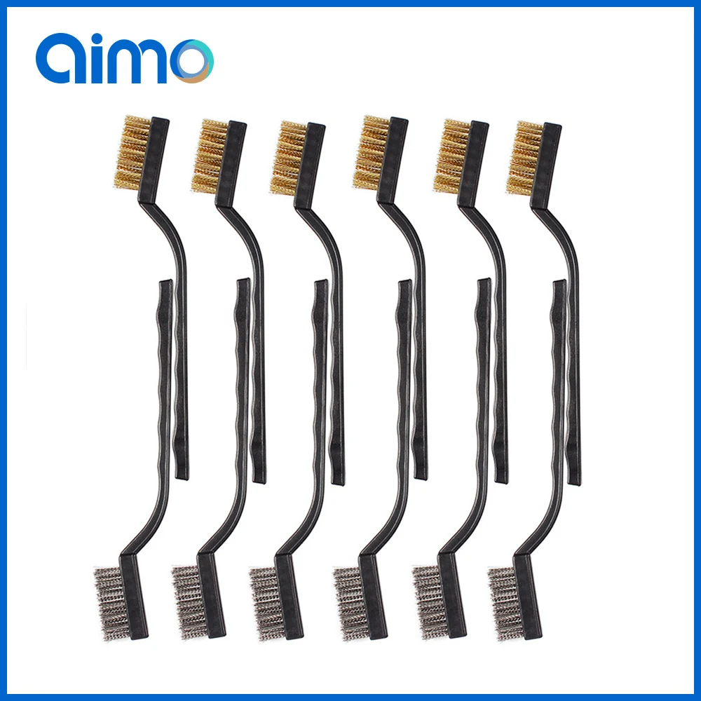 

AIMO 1pc Stainless Steel Copper Wire Brush Tooth Brushes Rust Scrub Remove Cleaning Tools 17cm