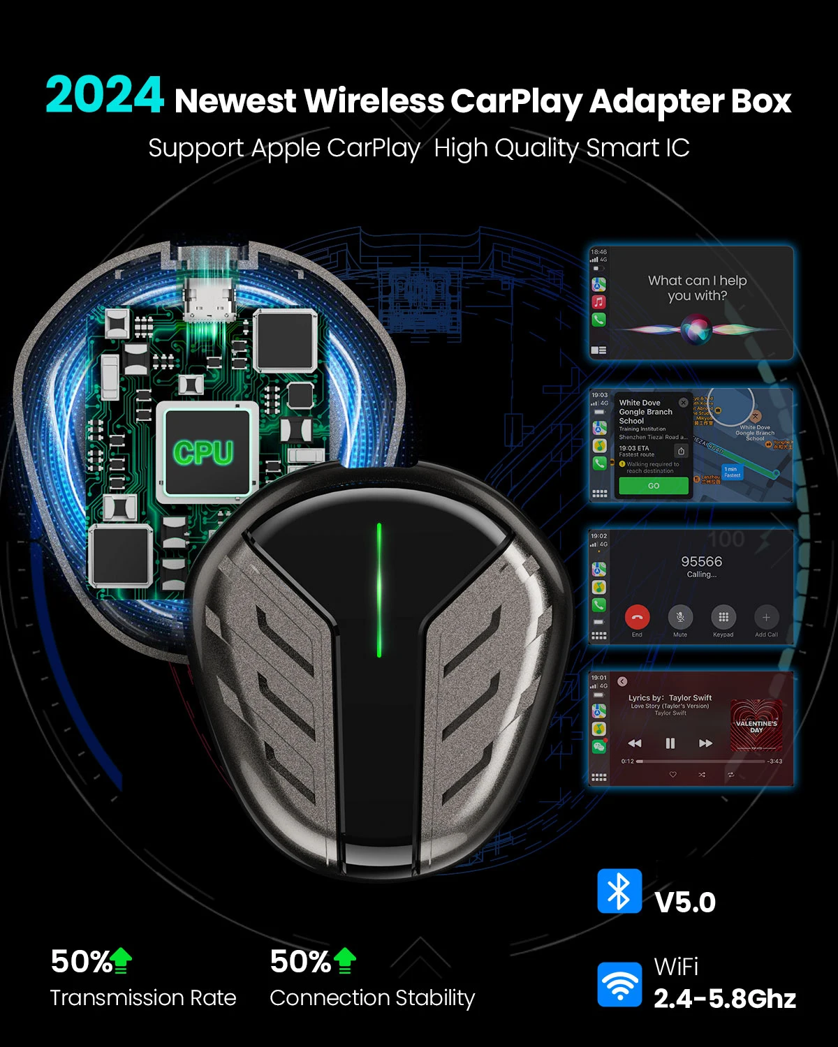 Беспроводной адаптер CarPlay для iPhone IOS Преобразование проводного в беспроводной Plug