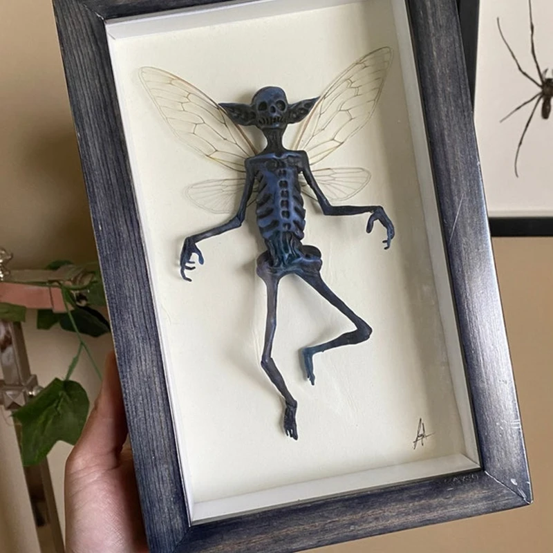 

Gothic home decor Mummified fairy Fairy skeleton Witchy decor Fairy specimen Statue Picture Frames Display Painting 2023