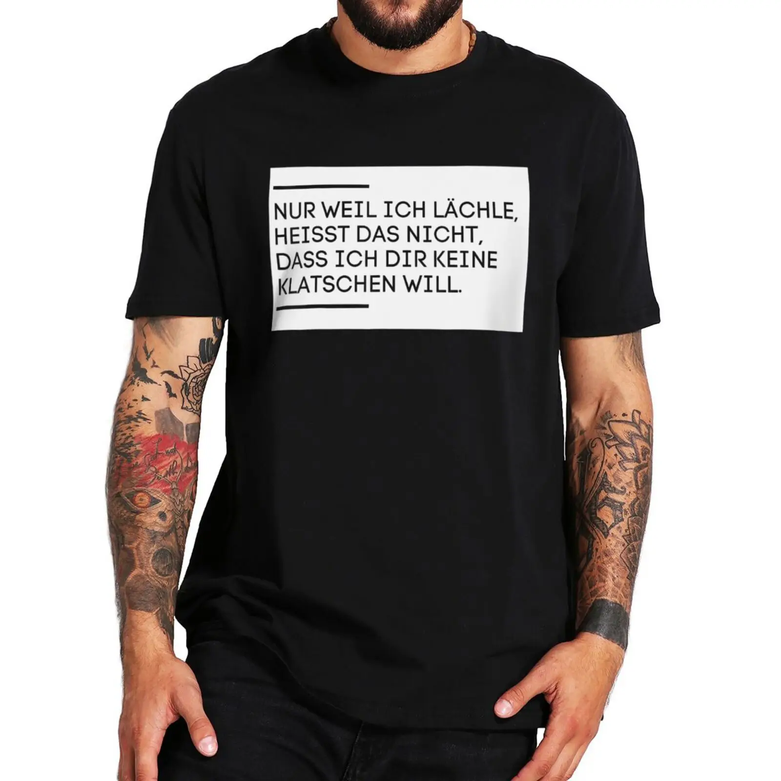 

Just Because I Smile Means I Want To Work T Shirt With German Text Sarcastic Quote Tee Shirt Funny 100% Cotton Oversize Tshirt