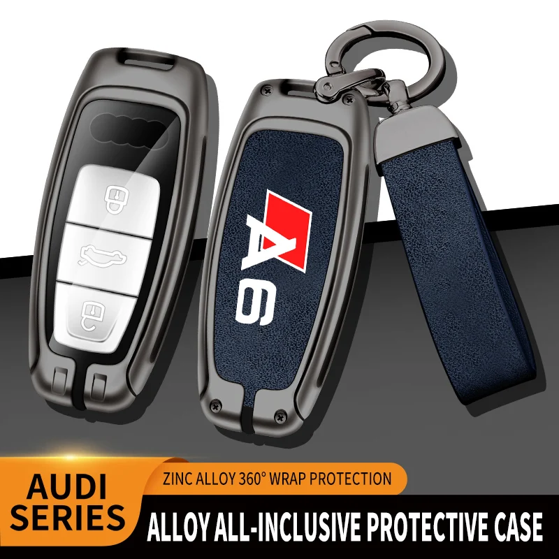 

Auto TPU Zinc Alloy Key Case Bag For Audi A6 b6 P8 S Line Logo Car Key Chain Car Metal Key Shell Interior Decoration Accessories