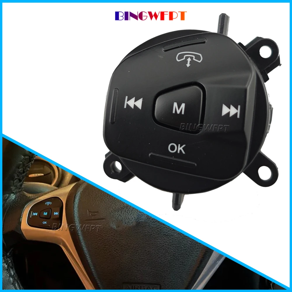 Фото Кнопка управления музыкой и мультимедиа с синей подсветкой на руле для Ford Fiesta MK7 MK8 Ecosport 2013-2015 №1