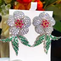 missvikki original clear cz earrings female flower rhinestone bridal wedding pendant earrings fashion korean jewelry earrings