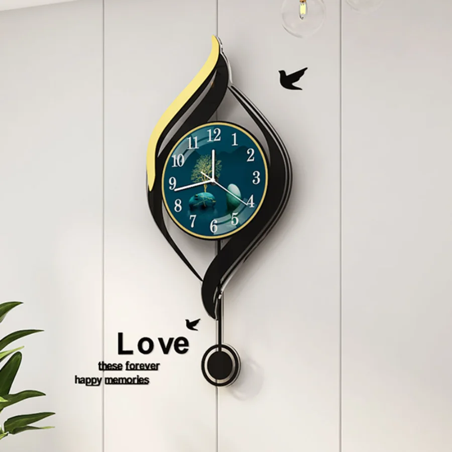 

Home Wall Clock Decoration Quartz Elegant Round Wall Clock Living Room Modern Art New Design Silent Glass Green Saat Room Decor