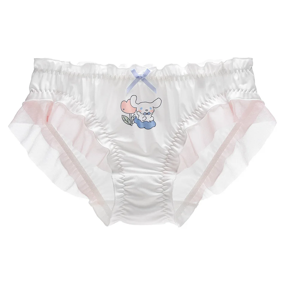

Kawaii Sanrios, шелковые трусики с принтом молочного цвета со средней посадкой, аниме Cinnamoroll, милая девушка, дышащая сумка, хлопковые сексуальные т...