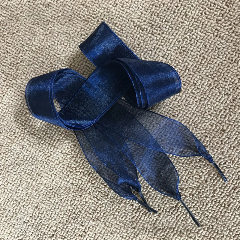 2.5cm Widened 120cm Transparent Chiffon Yarn Shoelaces Flat Silk Big Bow Wide Laces Beauty Colorful Casual Shoes Laces Dropship