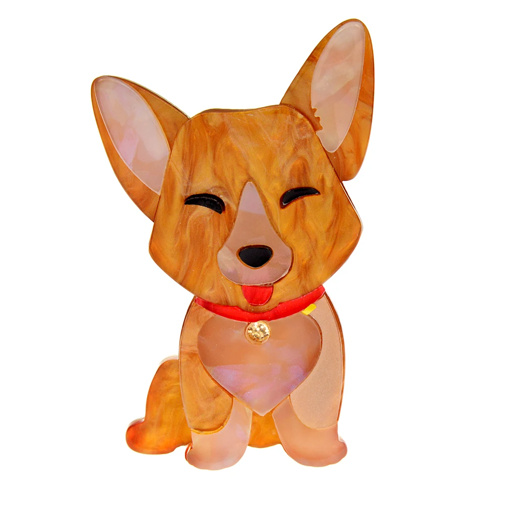 

CINDY XIANG Cute Acrylic Adorable Puppy Brooches For Women Acetate Fiber Dog Pin Fashion Jewelry New Design
