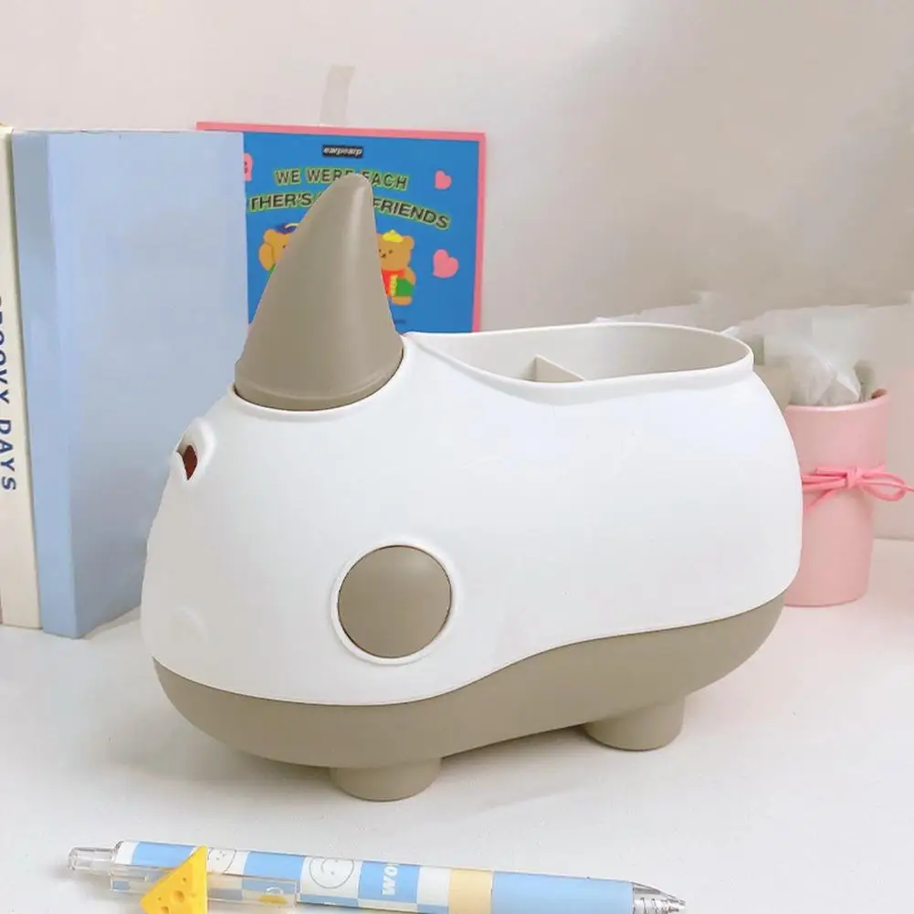 

Pencil Pot Holder Useful Thickened Multifunctional Boys Girls Cartoon Rhino Money Box for Student Pencil Holder Pen Container
