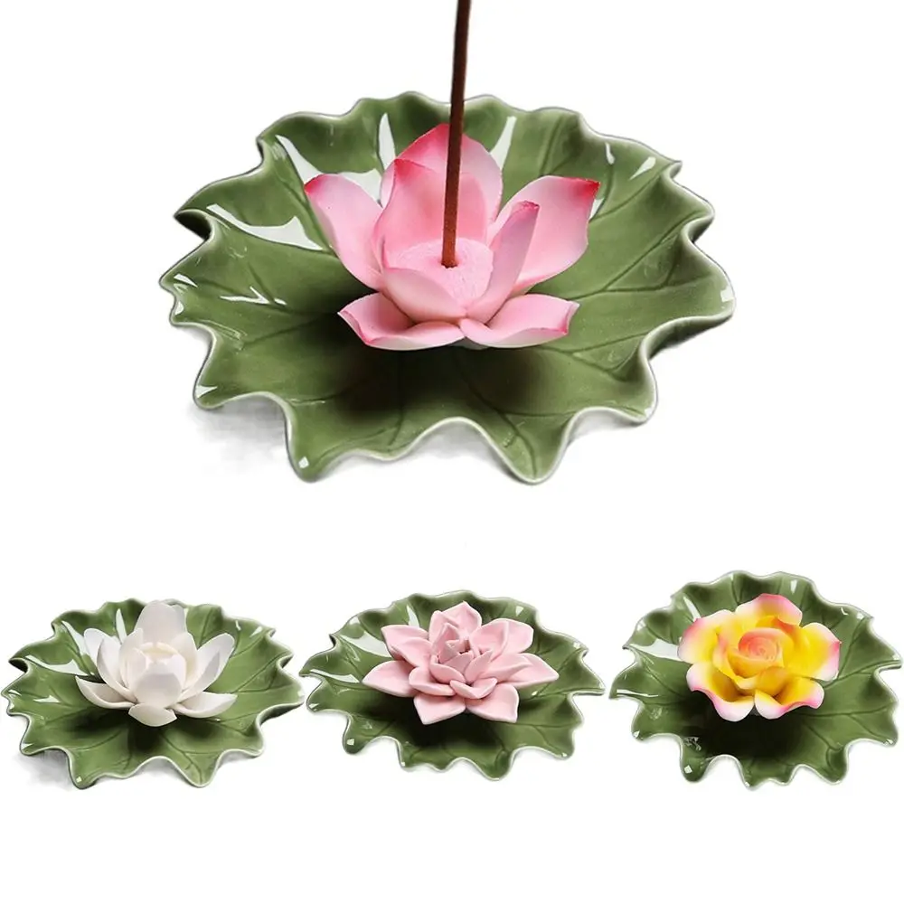 Ручная работа керамическая подставка для благовоний Цветочная статуя