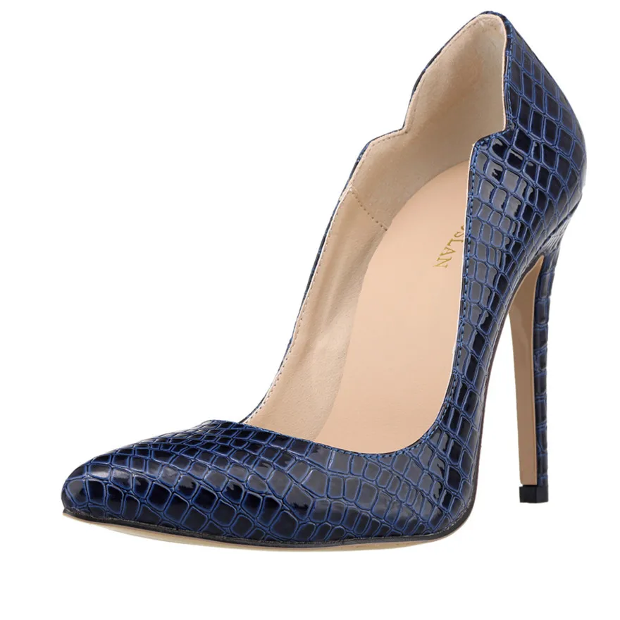 Сексуальные женские туфли-лодочки с крокодиловым узором осенние туфли острым