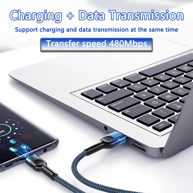 

5A Fast Charging Nylon Woven Data Cable TYPE-C Data Cable Supports Tablets/phones/power Banks And Other C-type Devices