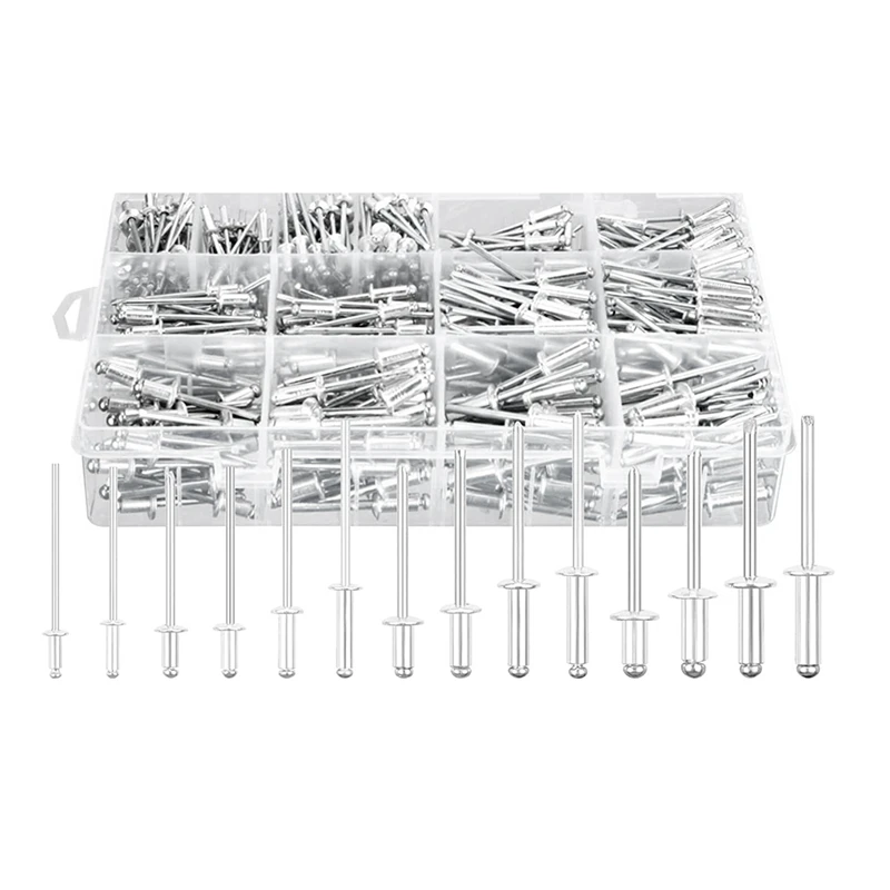 

600Pcs Rivet Assortment Kit 14 Sizes Aluminum Rivets 3/32Inch 1/8Inch 5/32Inch 3/16Inch, Assorted Rivets