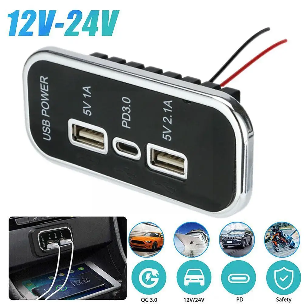 

Dual USB Car Charger Socket 12V/24V 2.1A USB Charging Splitter Outlet Power Adapter for Motorcycle Camper Truck ATV Boat Ca U8H5