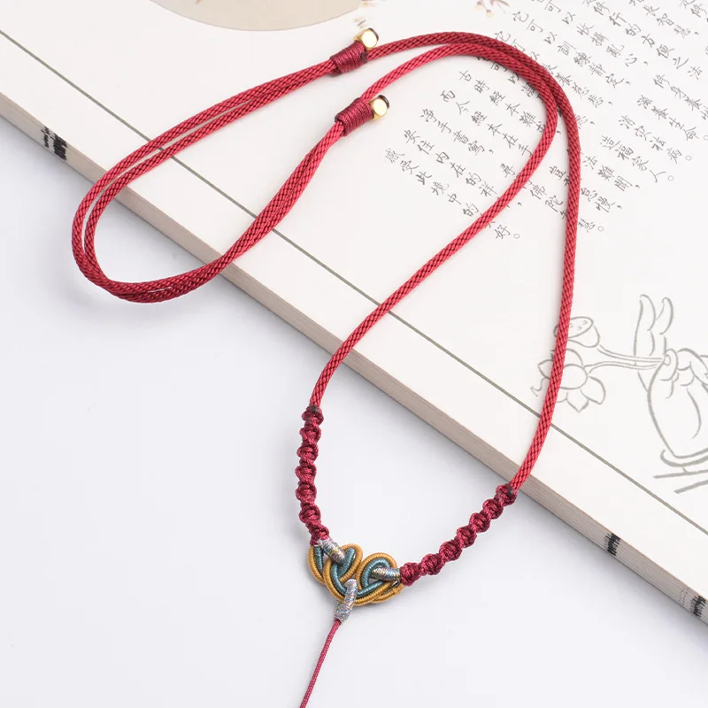 Hand-Woven Necklace Rope Pendant Lanyard Line Hetian Jade Lanyard Retro Fashion Jewelry DIY Jade Hanging Neck Rope Accessories
