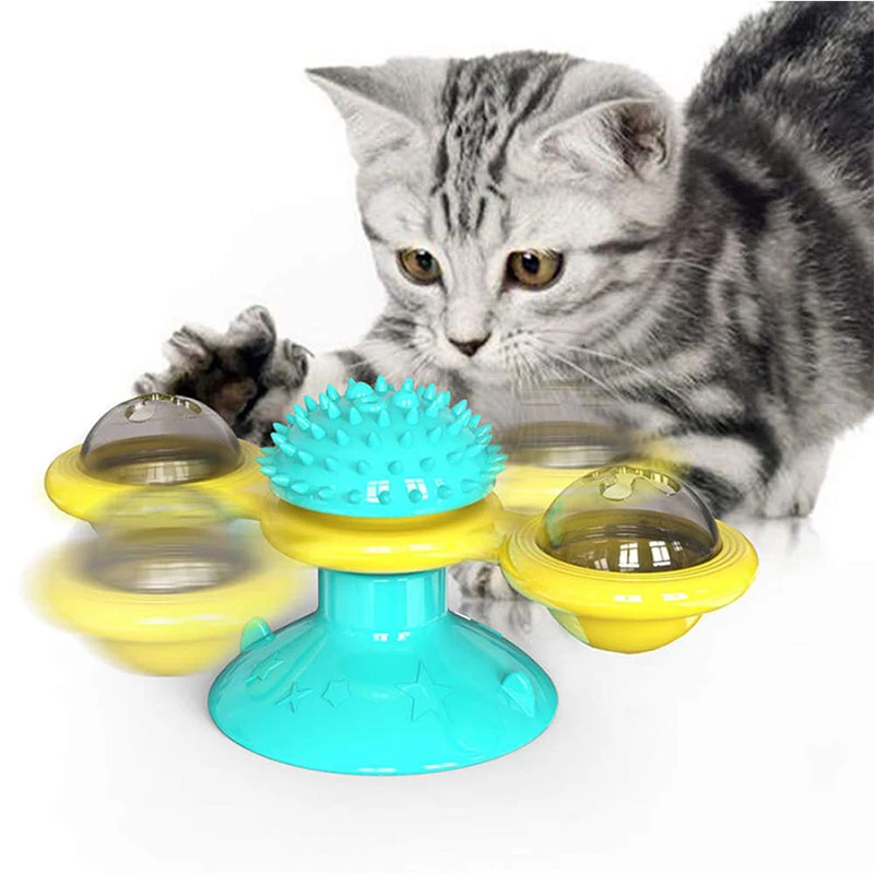 

Windmill Cat Toy Interactive Pet Toys for Cats Puzzle Cat Game Toy With Whirligig Turntable for Kitten Brush Teeth Pet Supplies