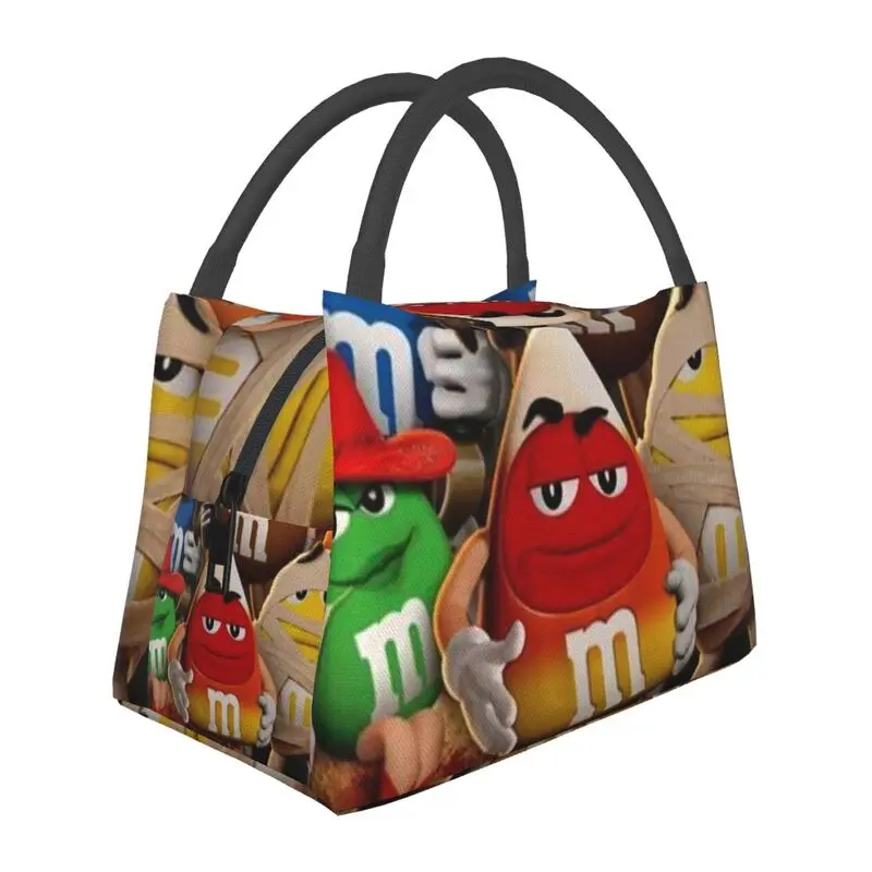 

Funny M&M Candy Hallowin Team Insulated Lunch Bags for Women Leakproof Cartoon Cooler Thermal Bento Box Work Picnic