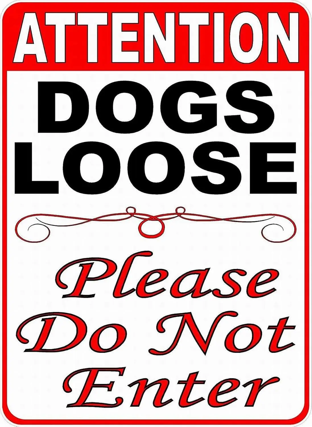 Sfety Sgn Notce Dnger Wrnng 8x12 Tn Decor Ttenton Dogs Loose Plese Не Enter