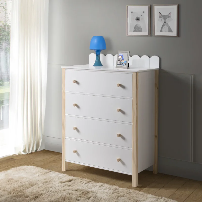 

Allyson 4-Drawer Kid's Chest, White and Natural
