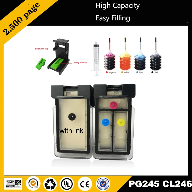 

einkshop 245 246 PG245 Refillable Ink Cartridge For Canon PG-245 PG 245 CL-246 Pixma iP2820 MX492 MG2924 MX492 MG2520 Printer