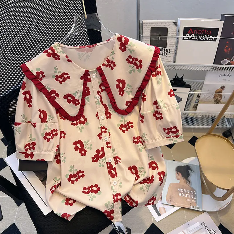 Рубашка DAYIFUN женская с французским цветочным дизайном повседневная уникальная