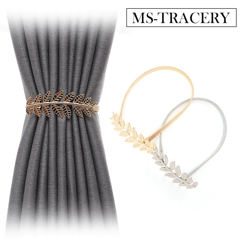 

Modern Minimalist Metal Elastic Curtain Straps Exquisite Leaf Curtain Buckle Home Decoration Accessories Modern for Living Room