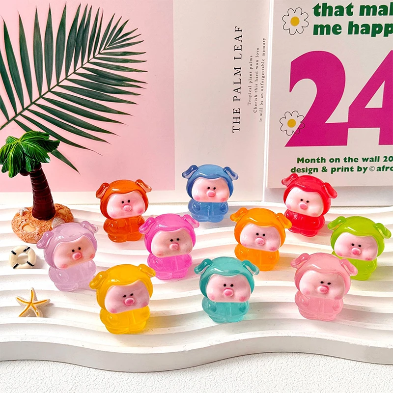 Мультяшная милая светящаяся мини-фигурка свиньи кавайное микропейзажное