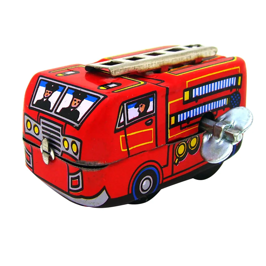 

Fire Truck Toy MS261 Tinplate Chain Nostalgic Photography Prop Clockwork Education