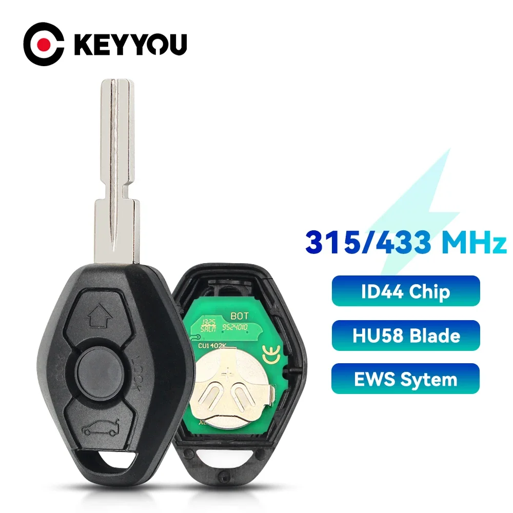 

KEYYOU 3-кнопочный дистанционный автомобильный ключ для BMW X3 X5 Z3 Z4 E38 E39 E46 1/3/5/7 серии EWS System ID44 Чип Передатчик бесключевого доступа