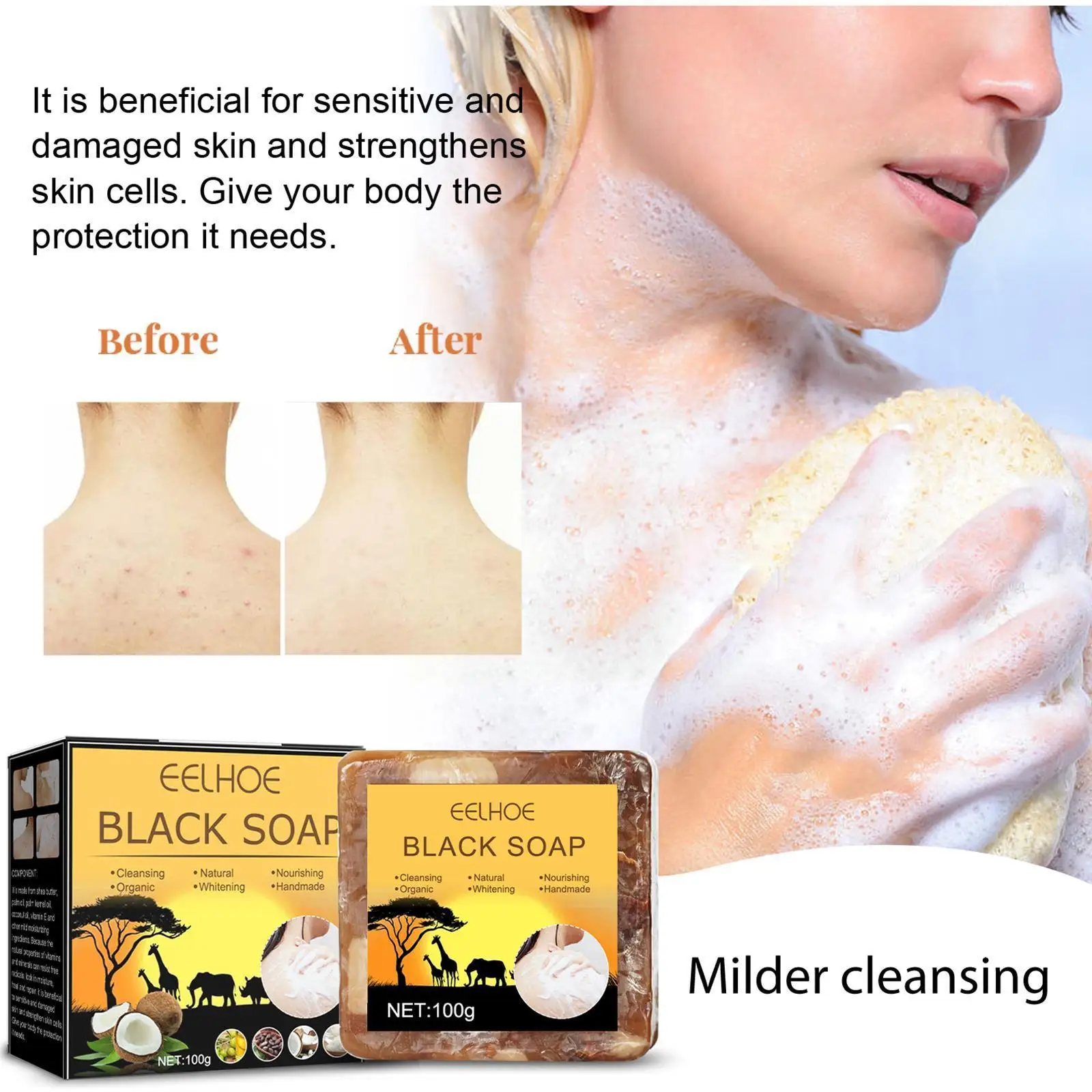 

Deep Cleansing Black Soap Whitening Handmade Soap Skin Soap Deep Cleansing Acne Removal Black E5Y6