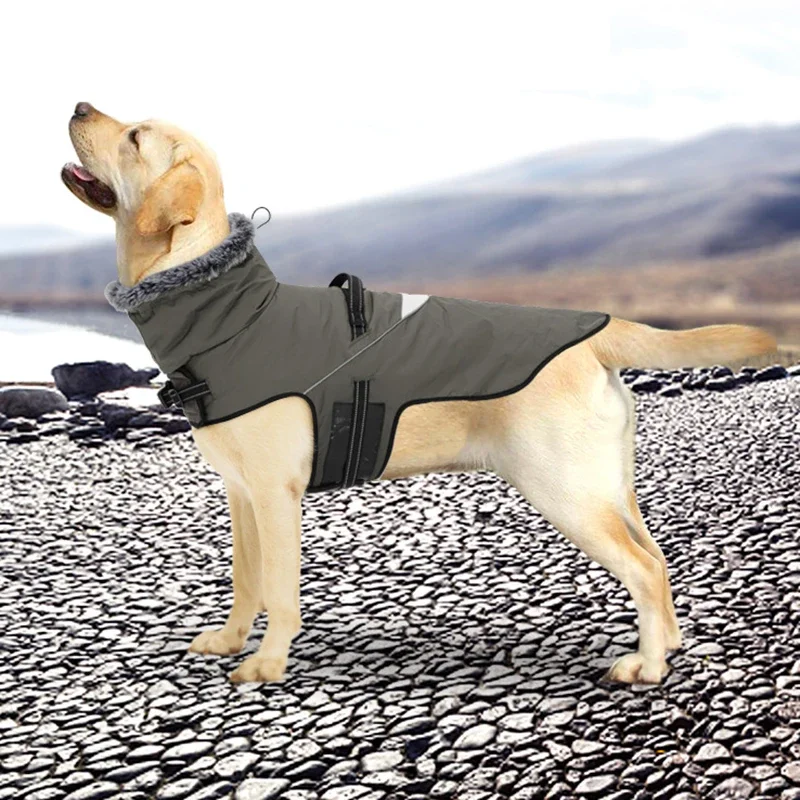 

Dog Vest Waterproof Winter Warm Dog Jacket for Medium Large Dog High Collar Winter Pet Clothes with Handle Dog Parka