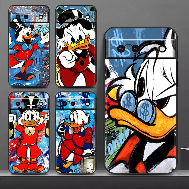 

McDuck Scrooge Cool for Google Pixel 8 7 6 Pro 6a 5 5a 4 4a XL 5G Silicone Soft Black Phone Case Cover Shell