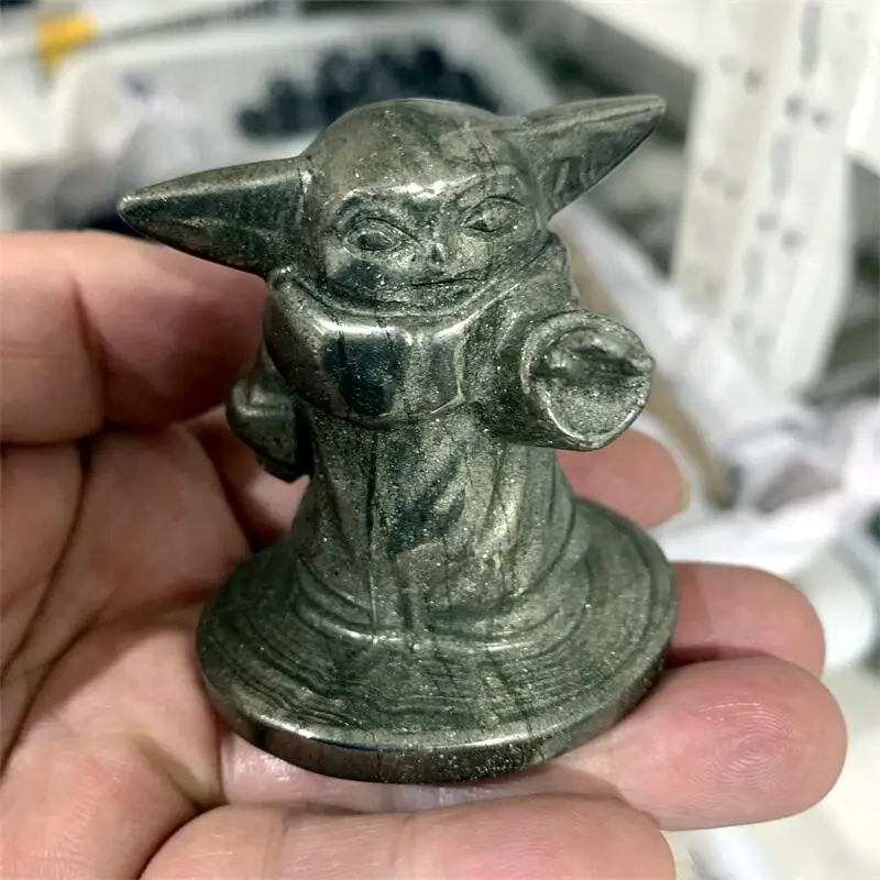 

Natural Pyrite Hand-carved Cartoon Polished Crystal Healing Stone Home Decor Creative Christmas Gifts For Kids