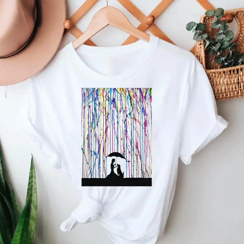 

Women Summer Tshirts Watercolor Dog Cartoon Kawaii Fashion Short Sleeve Trend Graphic T Top Lady Print Travel Tee T-Shirt