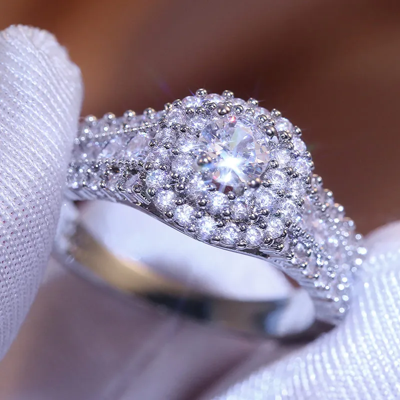 

Wedding Brand Women Ring Crystal Zircon Stones Cocktail Party Claws Design Wholesale Lots&Bulk Ring Trendy Accessories