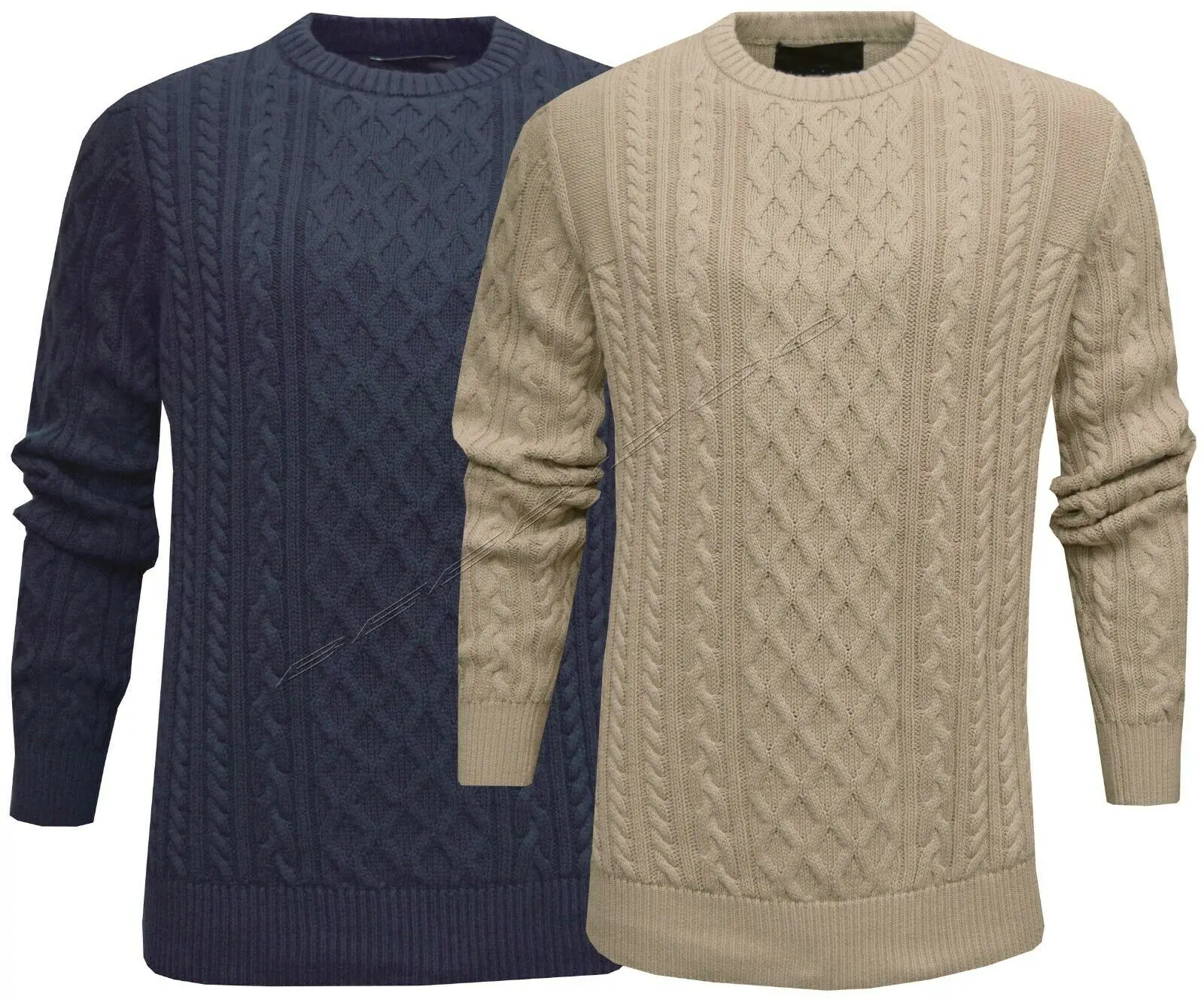 

Mens Plain Jumper Cable Knit 100% Cotton Top Pullover Sweater Ex Store M - 2XL