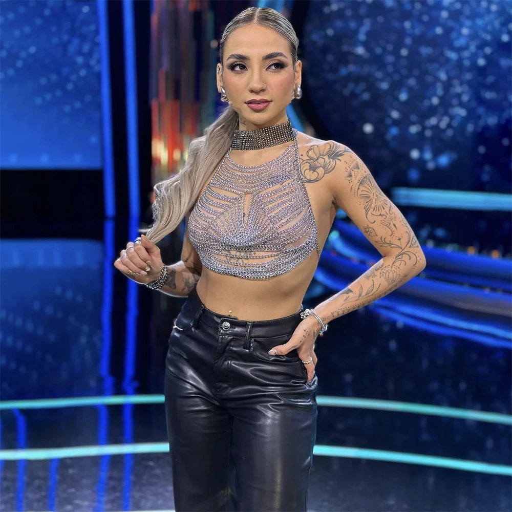 YOUR BUMP CURVE Металлическая цепочка для сращивания сетка с лямкой на шее полая спинка