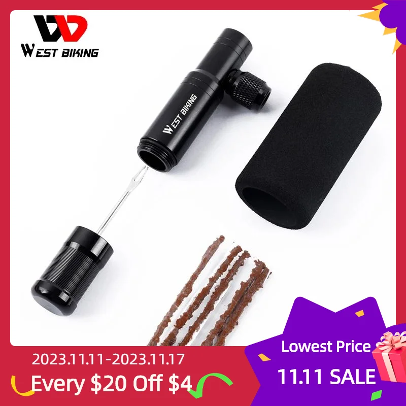 

WEST BIKING 2 в 1 Мини велосипедный насос для велосипеда бескамерный инструмент для ремонта шин Presta & Schrader Клапан CO2 портативный MTB велосипедный воздушный насос