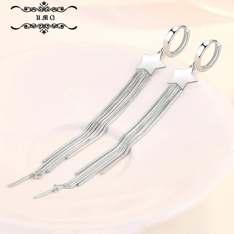 

Женские длинные серьги из серебра S925 пробы, с пятиконечными звездами