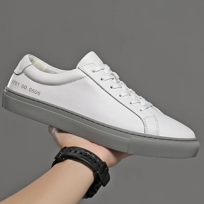 

White Fashion Men's leather Sneakers Breathable Casual Loafer Shoes Spring Mens black white Designer Men Loafers